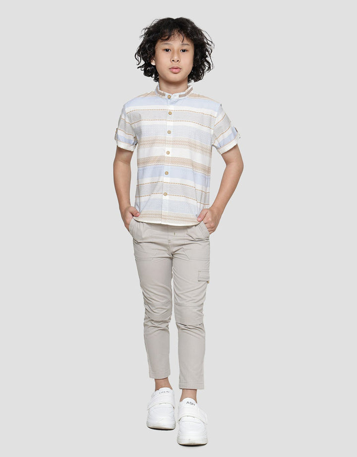 Little M Dobby Stripe Kemeja Anak Laki-laki