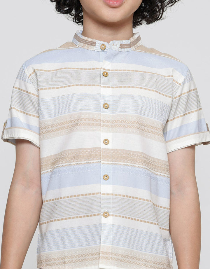 Little M Dobby Stripe Kemeja Anak Laki-laki