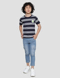 Little M Stripes Fider Boys Short Sleeve T-Shirt