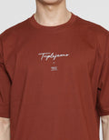Triple Wording Print Brand Men's Oversized T-shirt