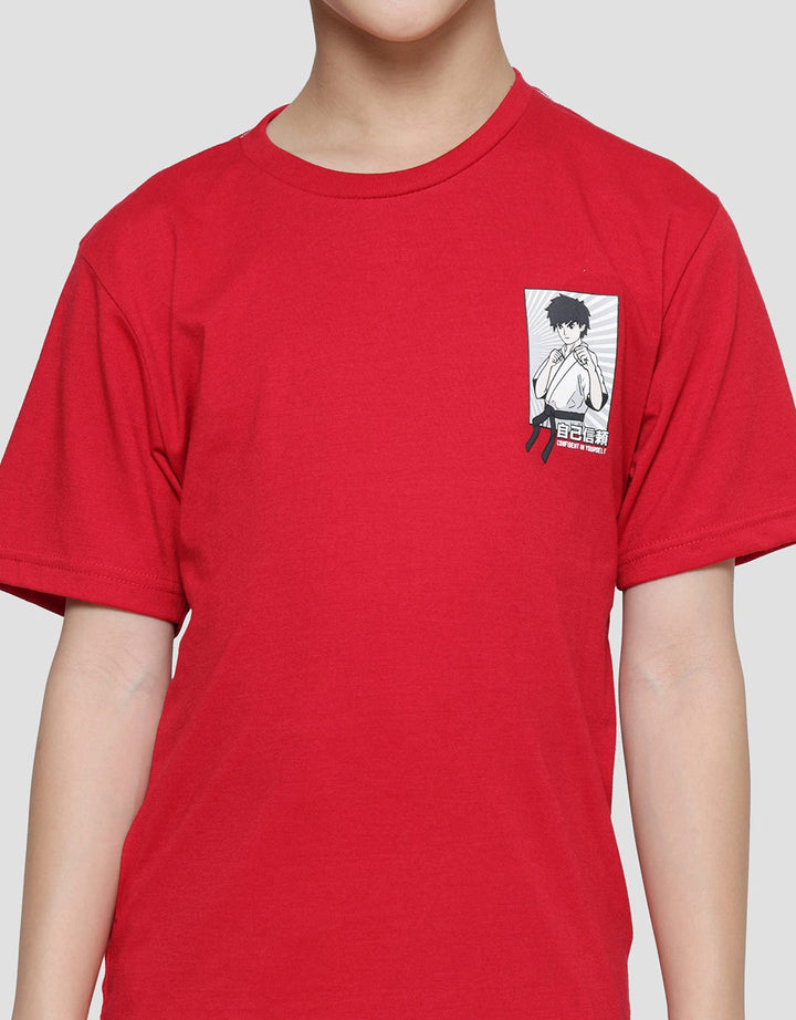 Nevada Anime Olimpic Takewondo Print Kaos Anak Laki-laki