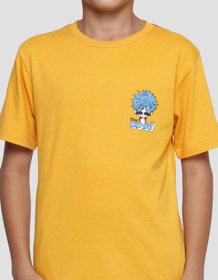 Nevada Kaos Lengan Pendek Print Logo Chibby Anime Anak Laki-laki