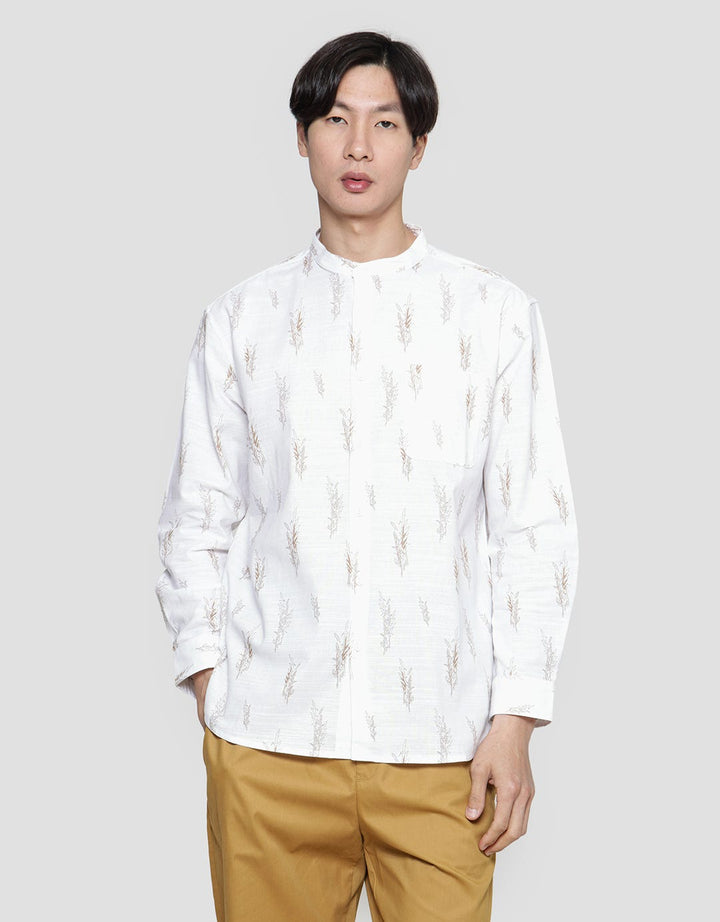 Suko Stripped Mandarin Collar Kemeja Pria