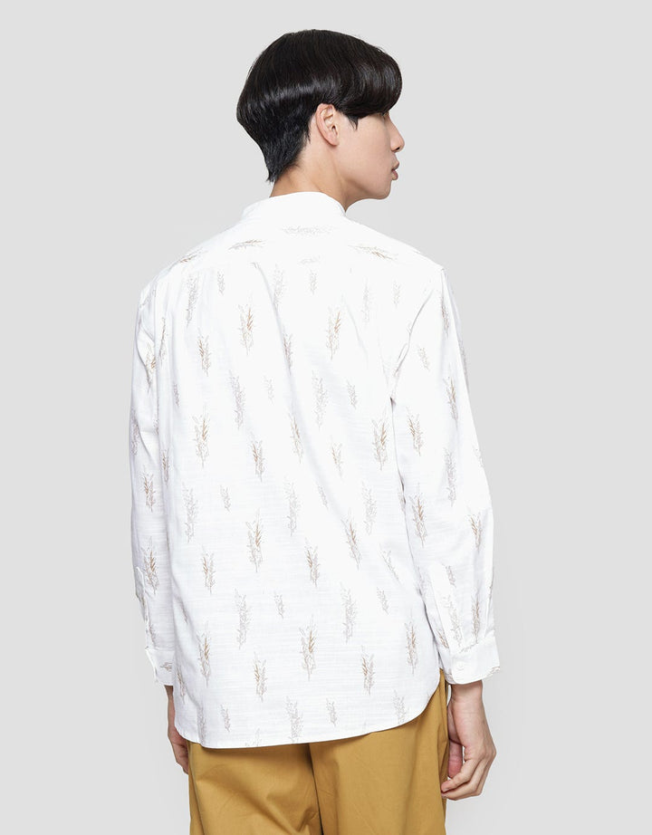 Suko Stripped Mandarin Collar Kemeja Pria
