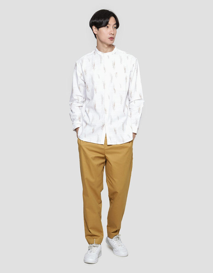 Suko Stripped Mandarin Collar Kemeja Pria