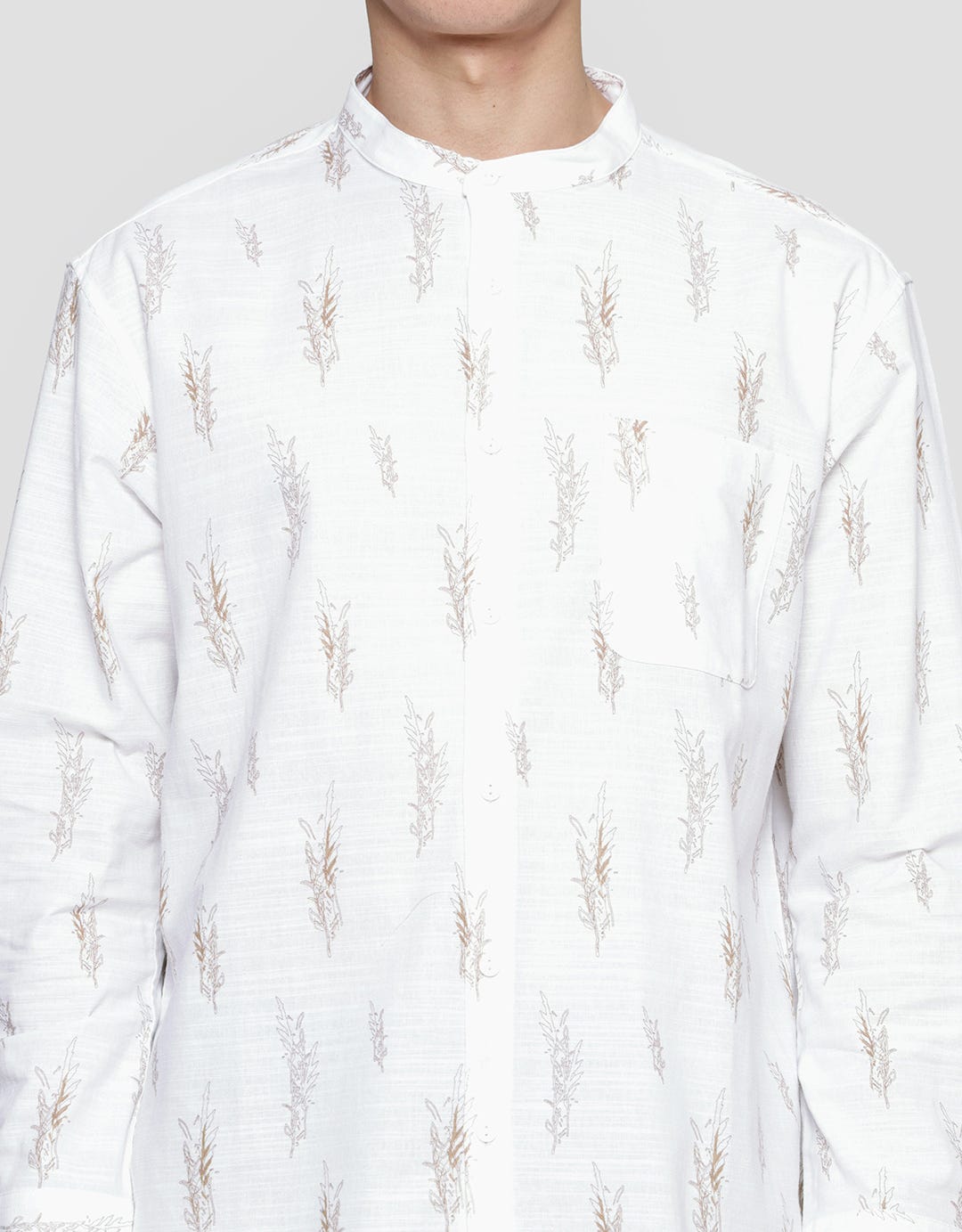 Suko Stripped Mandarin Collar Kemeja Pria