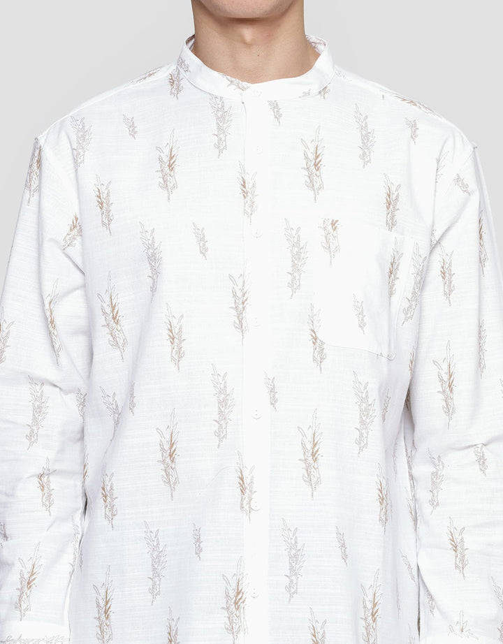 Suko Stripped Mandarin Collar Kemeja Pria