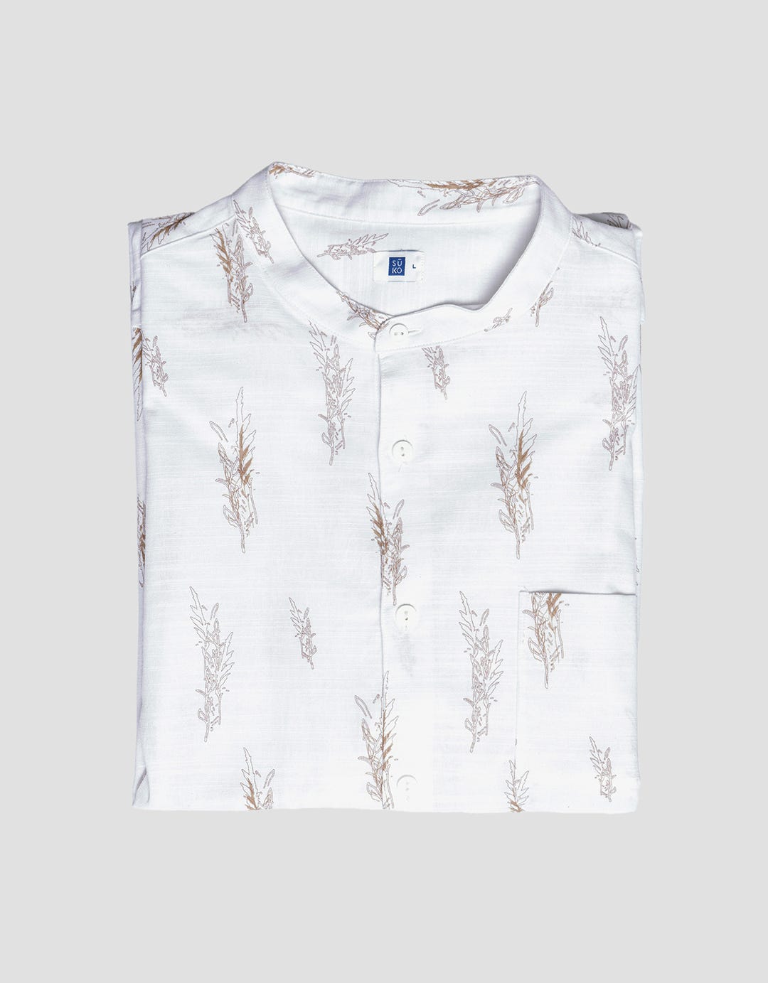 Suko Stripped Mandarin Collar Kemeja Pria