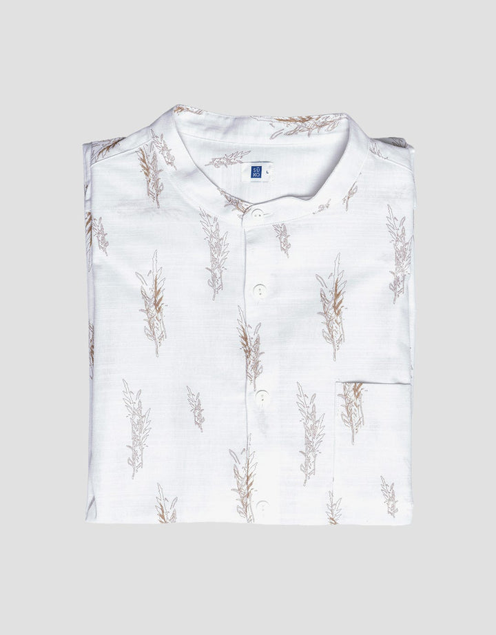 Suko Stripped Mandarin Collar Kemeja Pria