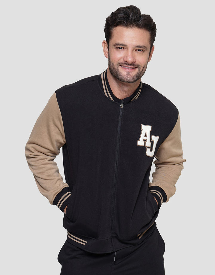 American Jeans Back Print Fleece Jaket Varsity Pria