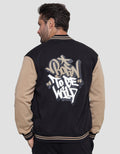 American Jeans Back Print Fleece Jaket Varsity Pria