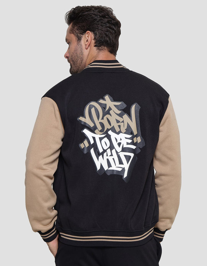 American Jeans Back Print Fleece Jaket Varsity Pria
