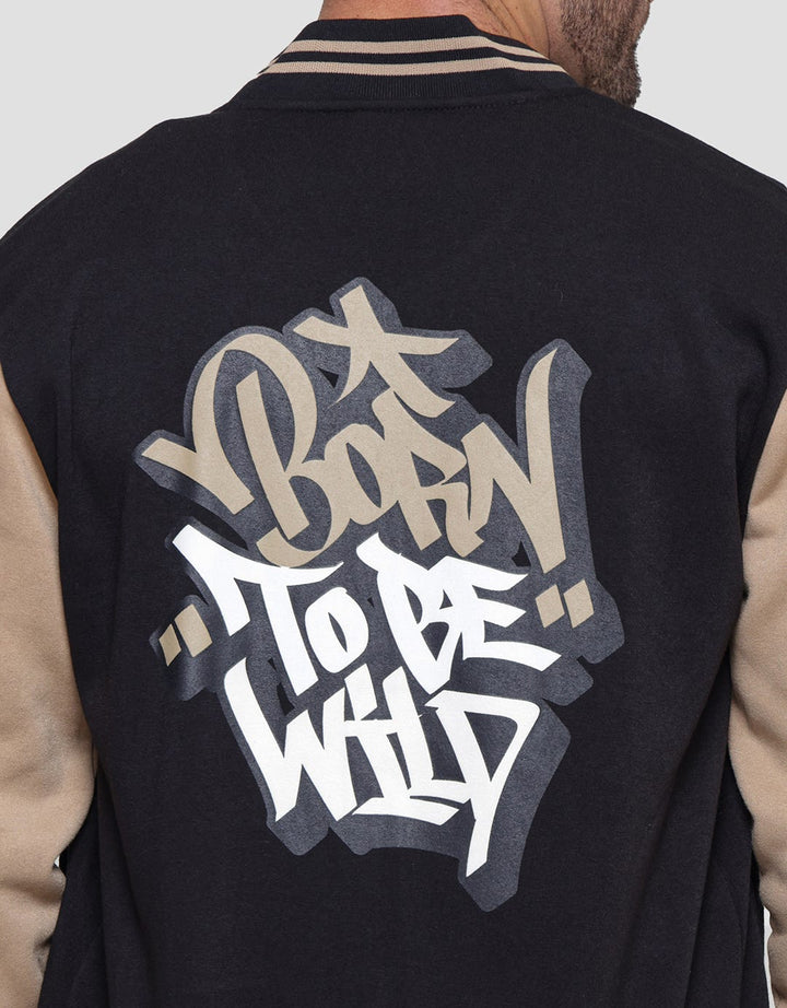 American Jeans Back Print Fleece Jaket Varsity Pria