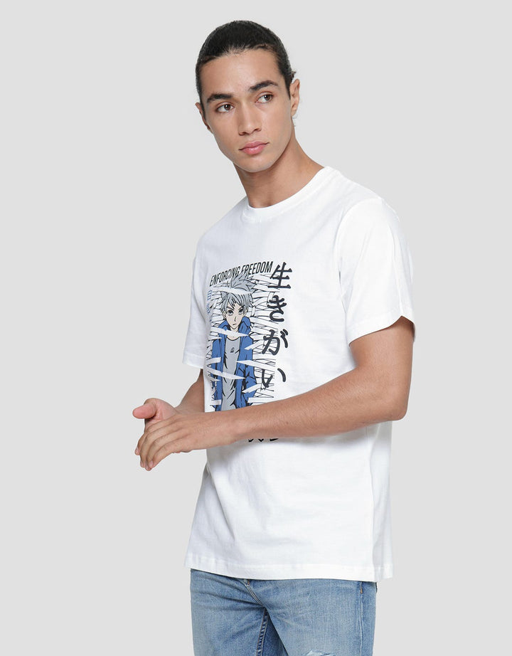 American Jeans Anime Front Print Comb 20S Kaos Lengan Pendek Pria