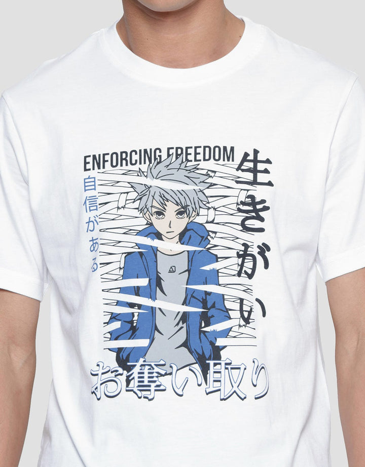 American Jeans Anime Front Print Comb 20S Kaos Lengan Pendek Pria