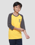 Nevada Raglan Yellow Charcoal University Boys 3/4 Sleeve T-Shirt
