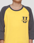 Nevada Raglan Yellow Charcoal University Boys 3/4 Sleeve T-Shirt