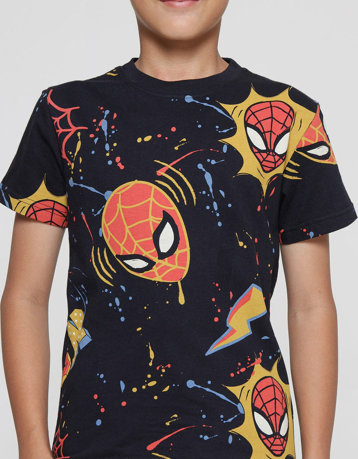 Marvel Spd Face Splash Paint Boys Short Sleeve T-Shirt