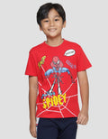 Marvel Spiderman Thwip Squatting Web Chennile Boys Short Sleeve T-shirt