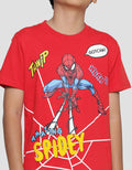 Marvel Spiderman Thwip Squatting Web Chennile Boys Short Sleeve T-shirt