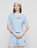 Disney Boxy Mickey And Friends Print Puff Kaos Wanita