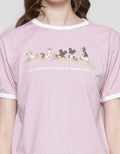 Disney Boxy Mickey And Friends Print Puff Kaos Wanita