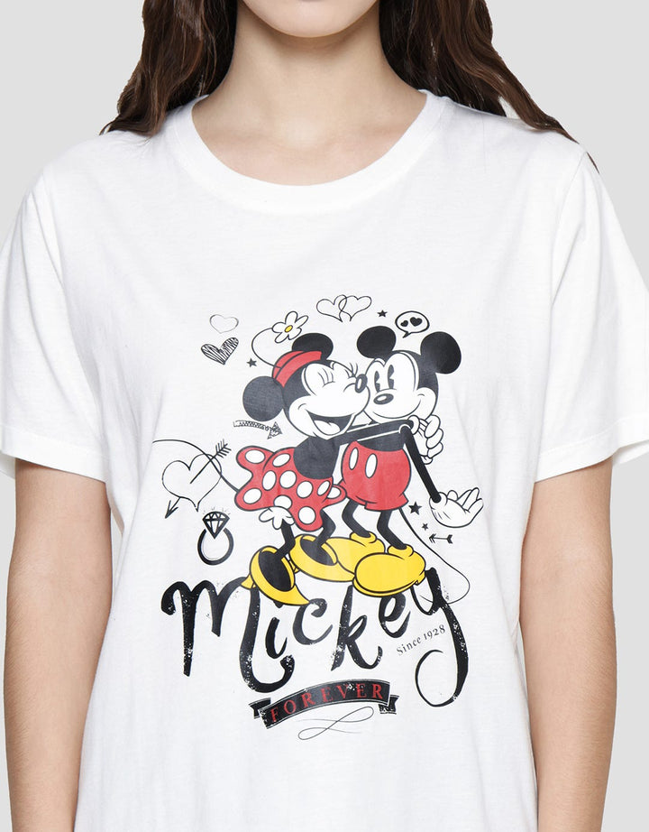 Disney Basic Print Mickey Forever Valentine Kaos Wanita