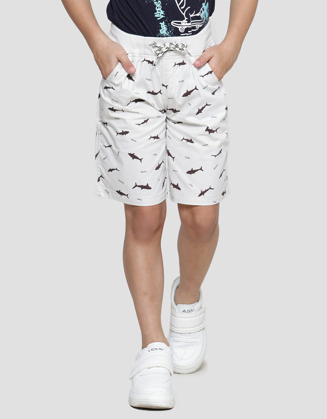 Little M Woven Fish Print Boys Shorts