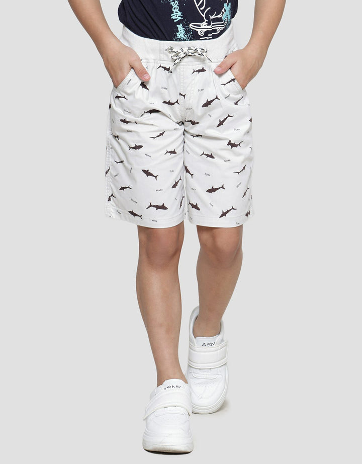 Little M Woven Fish Print Boys Shorts