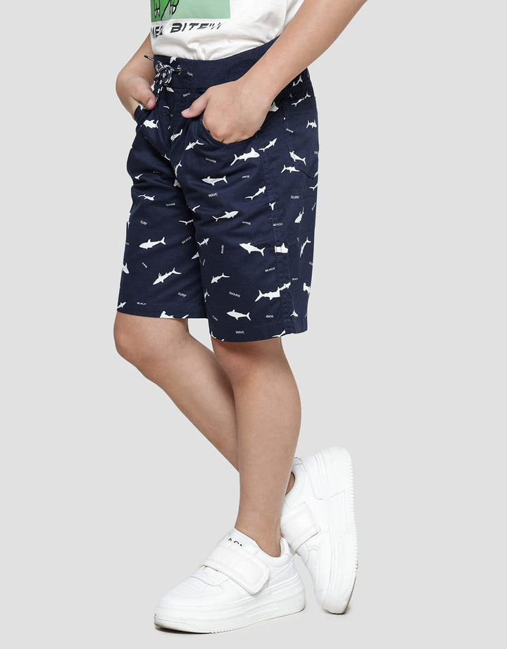 Little M Woven Fish Print Boys Shorts