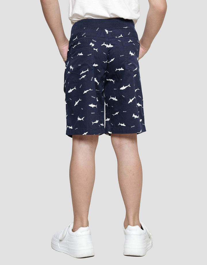 Little M Woven Fish Print Boys Shorts