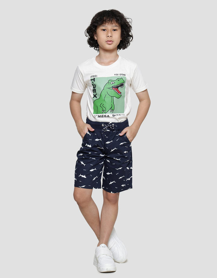 Little M Woven Fish Print Boys Shorts