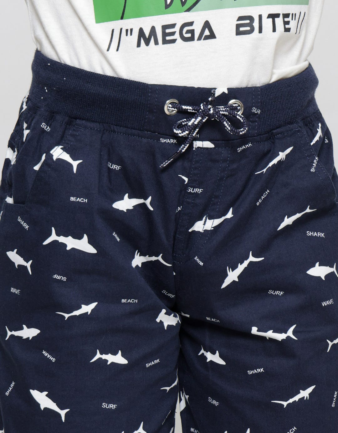 Little M Woven Fish Print Boys Shorts