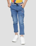 Little M Boys Stretch Rib Denim Cargo Pants