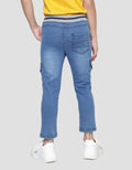 Little M Boys Stretch Rib Denim Cargo Pants
