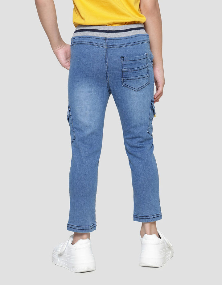 Little M Boys Stretch Rib Denim Cargo Pants