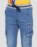 Little M Boys Stretch Rib Denim Cargo Pants