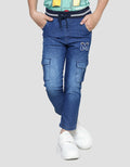 Little M Boys Stretch Rib Denim Cargo Pants