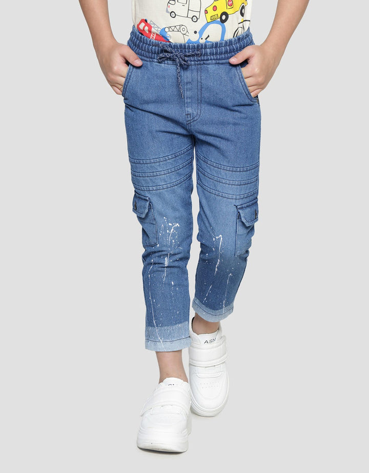 Little M Regular Splash Non St Boys Denim Pants