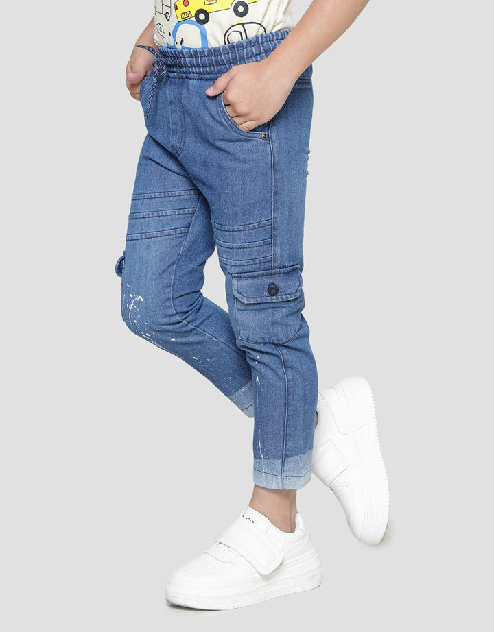 Little M Regular Splash Non St Boys Denim Pants