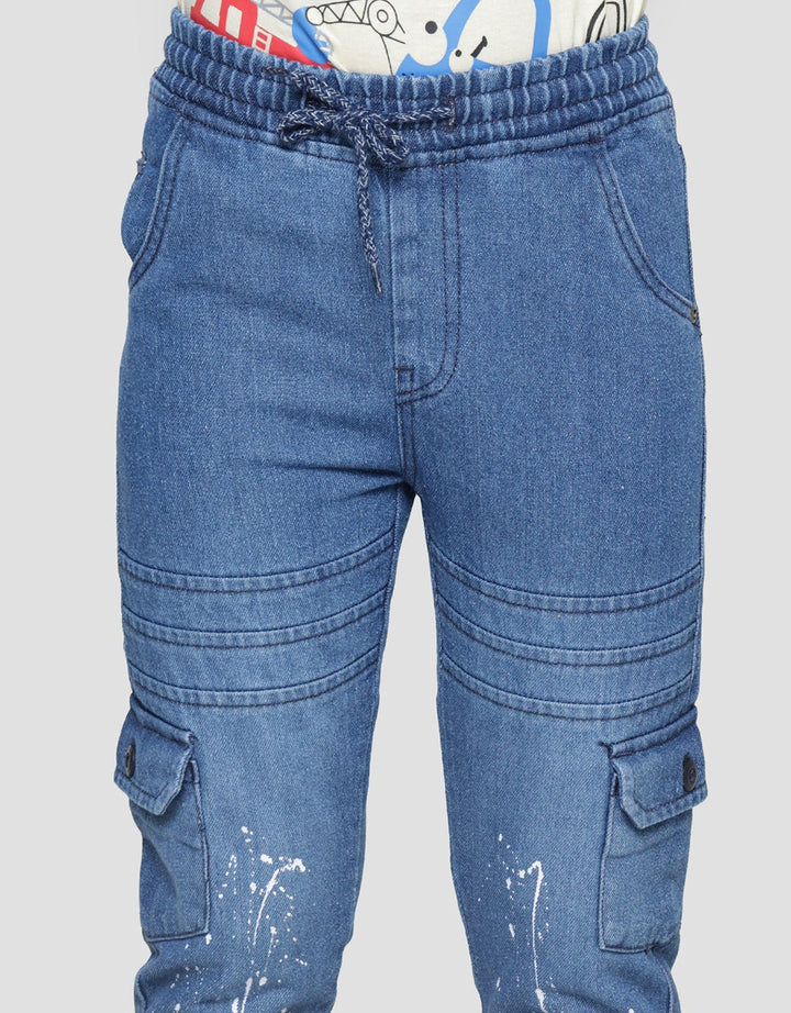 Little M Regular Splash Non St Boys Denim Pants