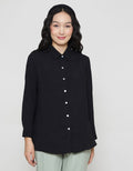 Anyday Crincle Contrast Button Women's Shirt