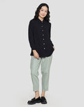Anyday Crincle Contrast Button Women's Shirt