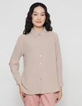 Anyday Crincle Contrast Button Women's Shirt