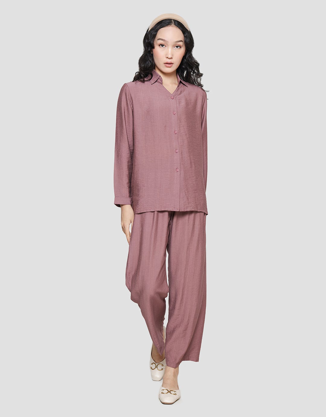 Anyday Solid Color Pakaian Set Wanita