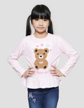 Aero Chenille Bear Love Kaos Lengan Panjang Anak Perempuan