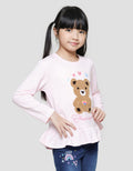 Aero Chenille Bear Love Kaos Lengan Panjang Anak Perempuan