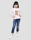 Aero Chenille Bear Love Kaos Lengan Panjang Anak Perempuan