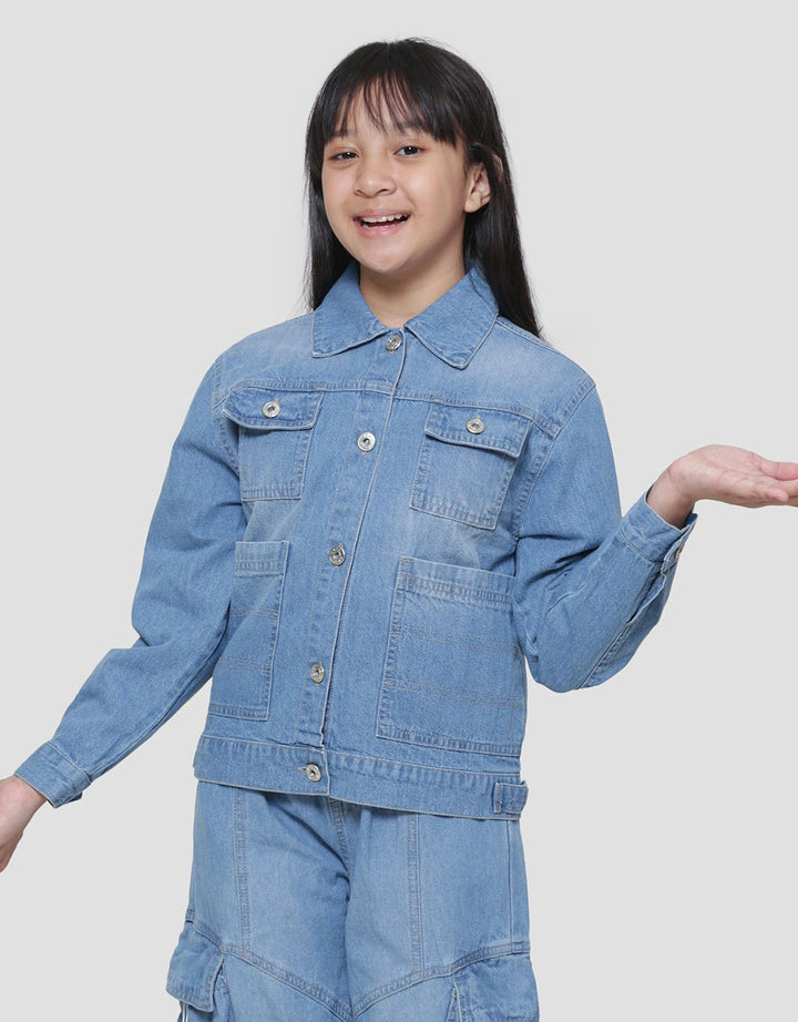 Aero Unicorn Print Jaket Denim Anak Perempuan