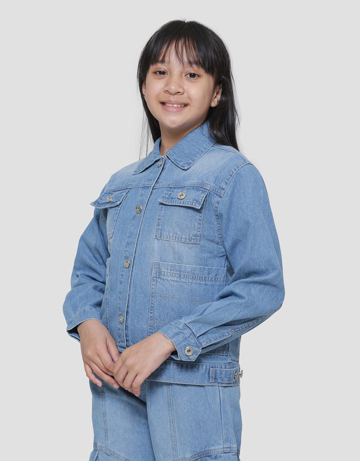 Aero Unicorn Print Jaket Denim Anak Perempuan